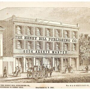 1873 Henry Bill Publishing Office Wood Engraving Victorian Connecticut F12A